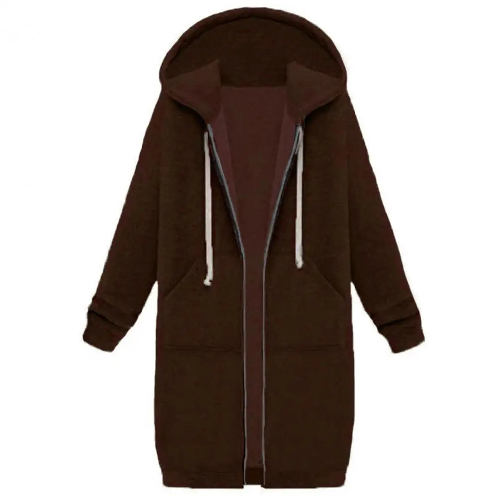Plush Hooded Drawstring Women Jacket -