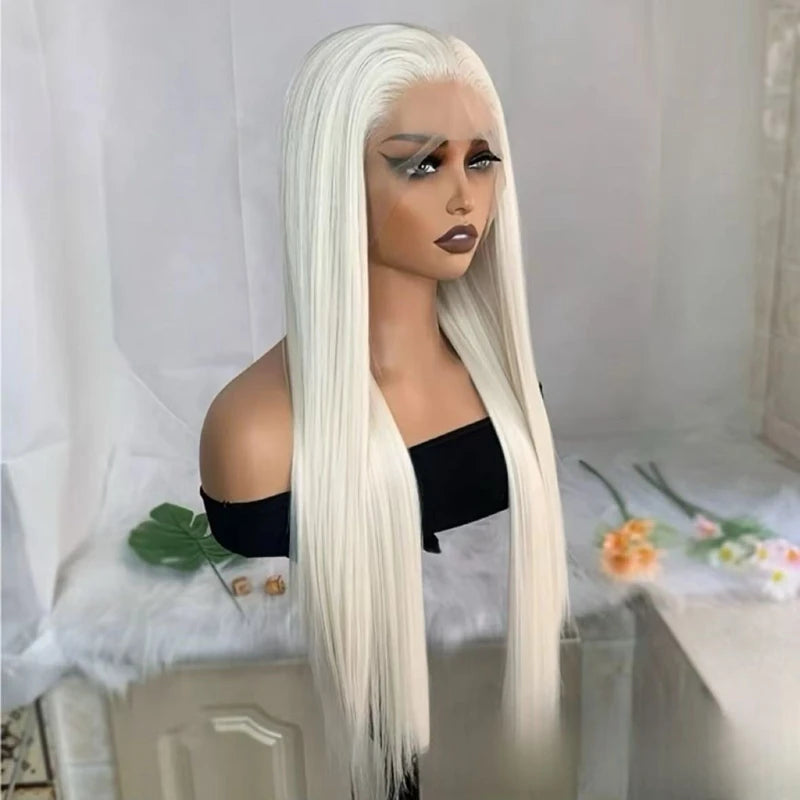 White Lace Front Wig for WomenGlueless Natural Hairline -