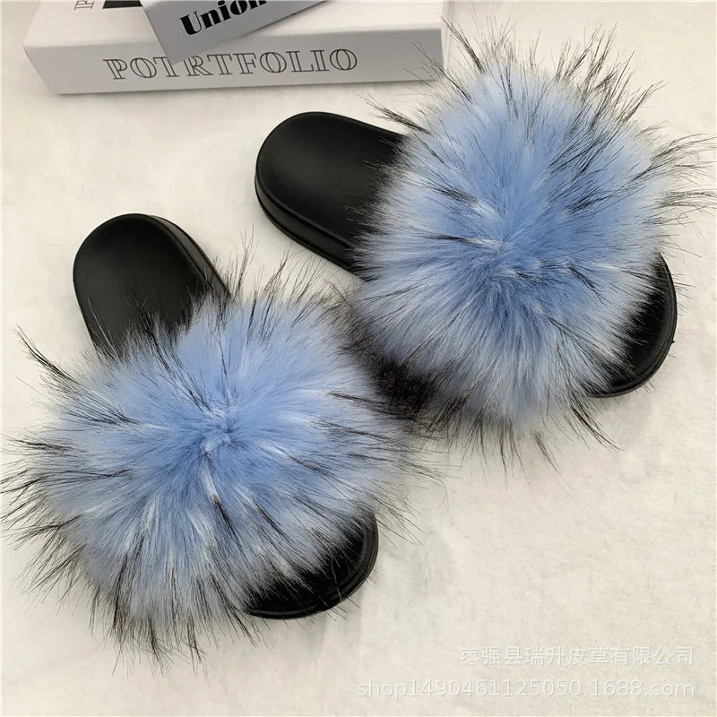 Faux Fur Slippers Women -