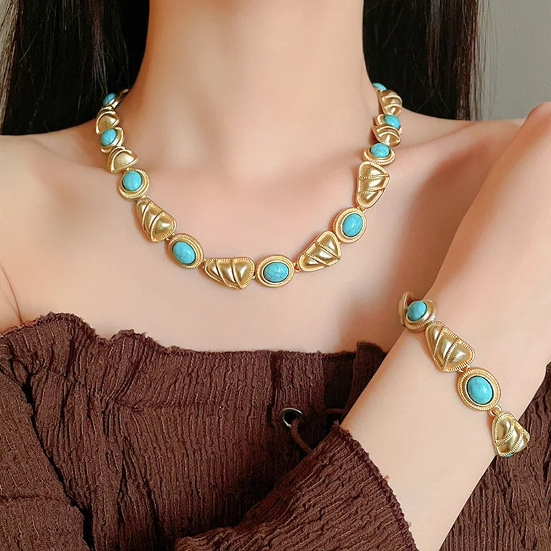 Vintage necklace with palace style geometric earrings and necklace -