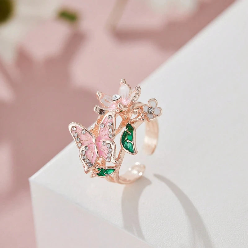 Aesthetic Flower Butterfly Rings -
