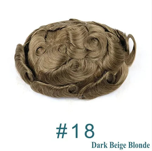 Achieve a seamless look with this natural hairline lace front male wig—ash blonde to brown shades, breathable 100% human hair, featuring lace & PU cap for a comfortable, realistic fit! -