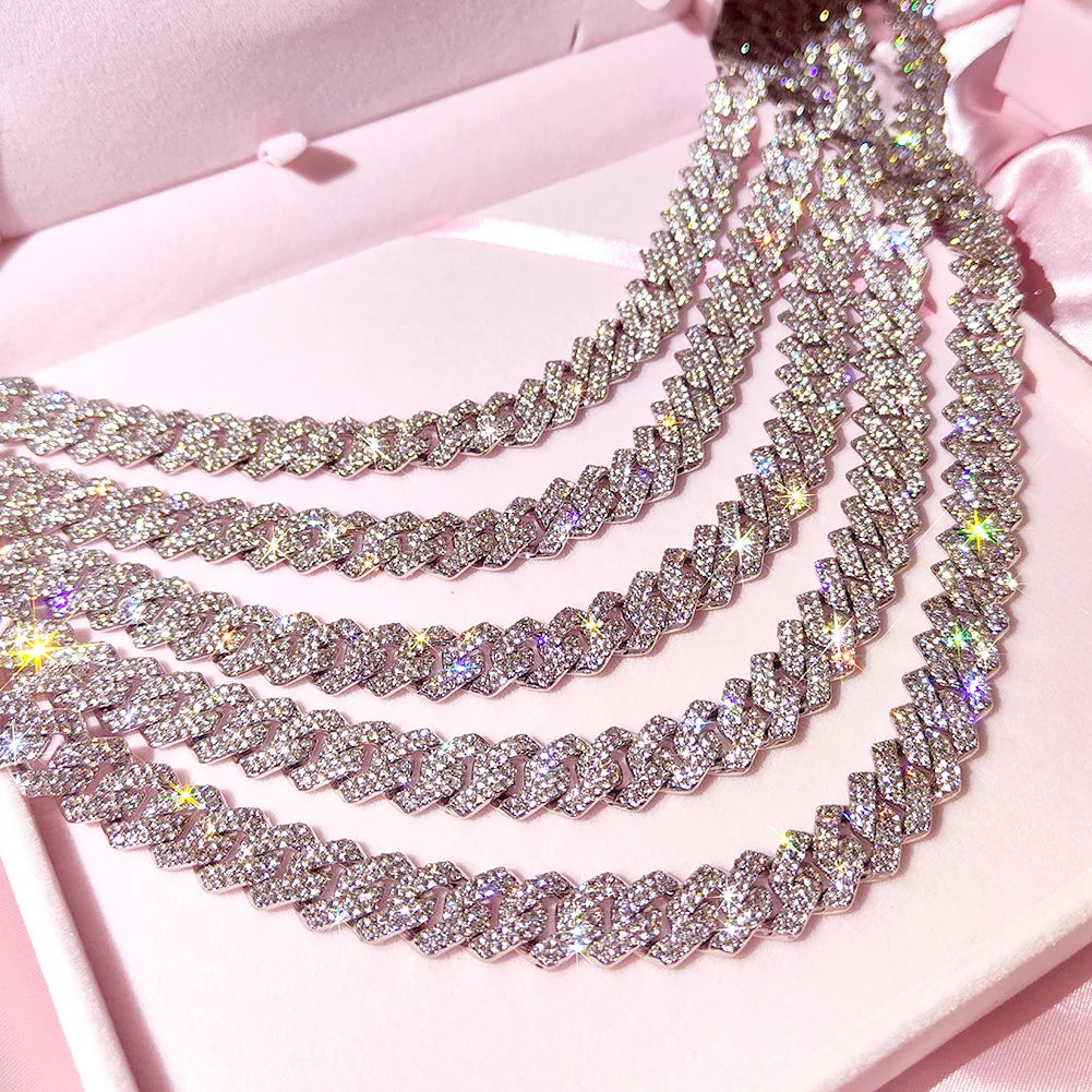 14mm Prong Miami Cuban Link Chain Necklace -