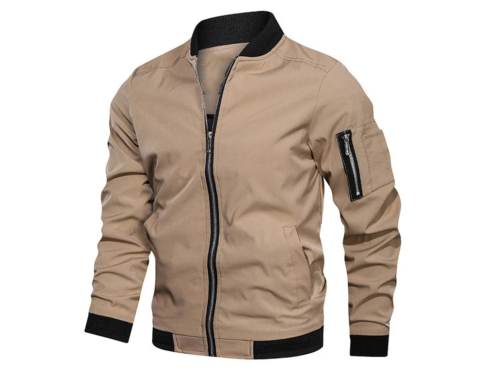 Stay stylish and comfortable with this men's casual lightweight bomber jacket. -