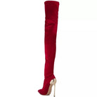 Arden Furtado 2025 Autumn Stretch boots Metal stiletto heels Over the knee boots Pointed Toe Super high heel thigh high boots 41 -