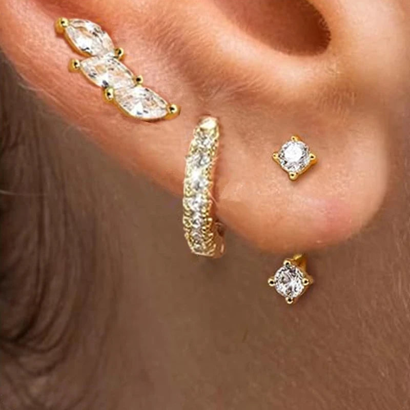 3PCS Leaf Tragus Huggie Earring -