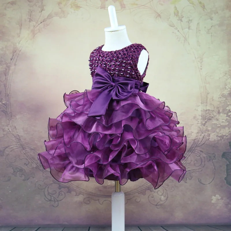 Dress your baby girl like royalty in this vintage layered princess dress—featuring pearls and perfect for infants aged 1 to 6 years! -