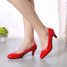 New Women's Shoes On Heels Elegant Medium High Heeled Ladies Pointed Toe Fashion Pumps For Woman Office Black White Red -