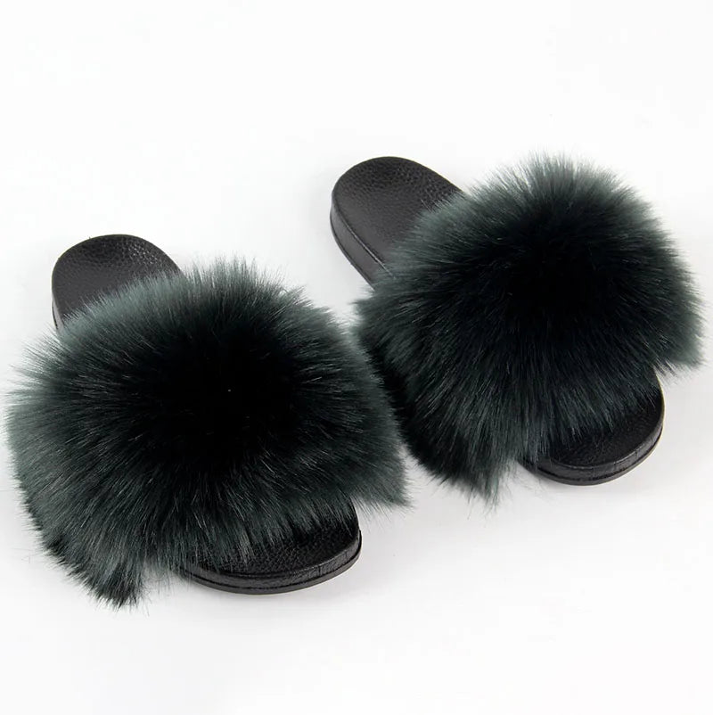 Faux Fur Slippers Women -