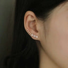 Silver Zircon Flower Star Stud Earrings for Women -