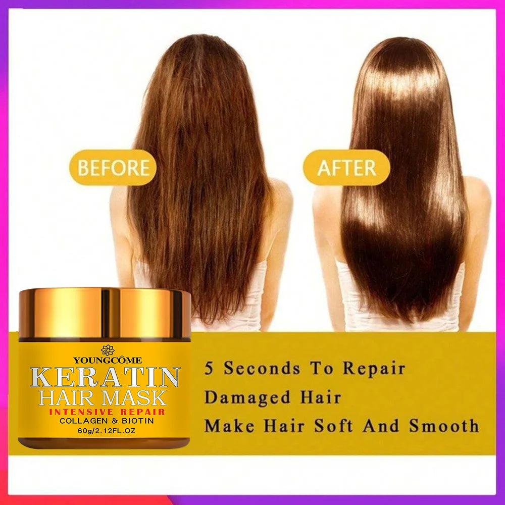 Revitalize your hair with this hair mask enriched with biotin, collagen, keratin, and essential oils. Nourish and repair dry, damaged hair for a healthier-looking mane. -