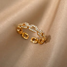 Gold Plated Stainless Steel Crystal Rings -