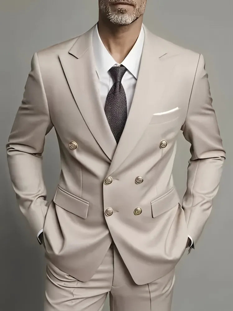 Fashion New Men's Double Breasted Slim Fit Suit -