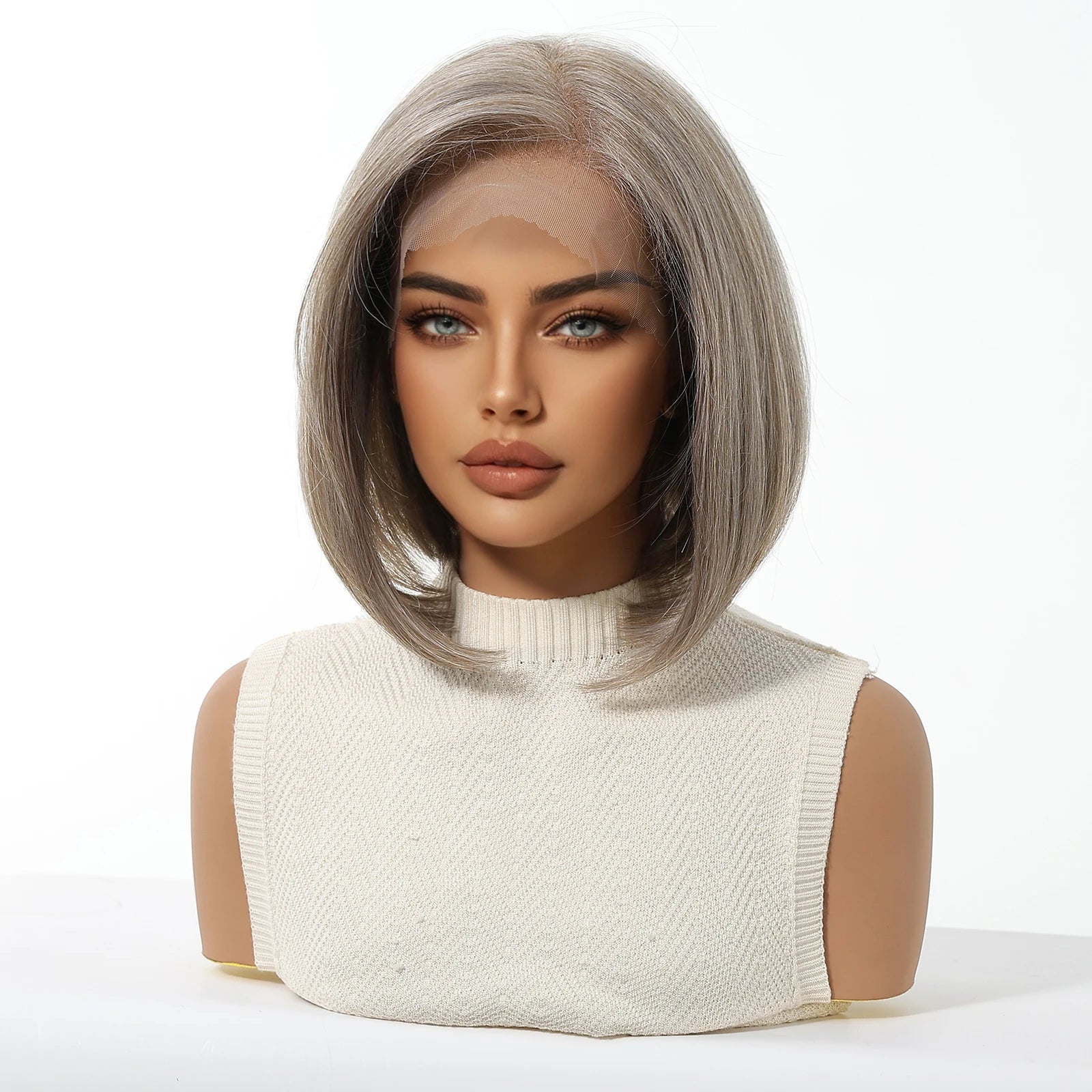 Achieve a stunning look with this 13x6 HD lace front wig in a beautiful blonde and mixed brown color. This high-quality wig provides a natural and flawless appearance, perfect for enhancing your style. -