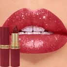 Chocolate Brown Luxurious Metallic Glitter Lipstick Long-Lasting Waterproof Non-Fade Shimmery Pearl Sparkling Lip Gloss Makeup -