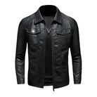 Men's Motorcycle Leather Jacket Large Size Pocket Black Zipper Lapel Korean Slim Fit Male High Quality PU Leather Coat for Men -