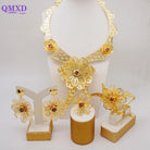 Flower Necklace Bracelet Earrings Ring Set -