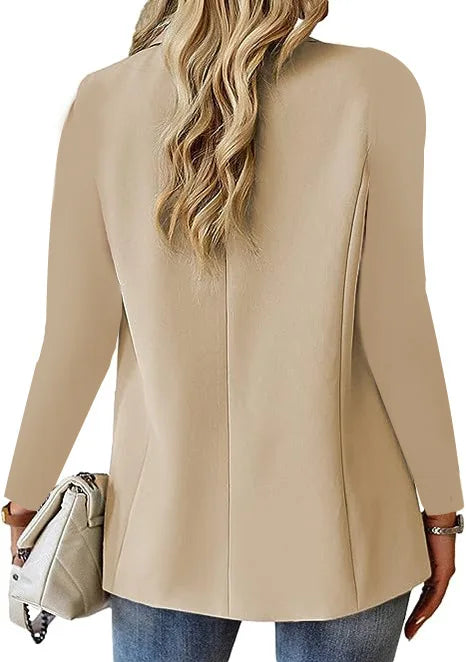 Women's Long Sleeve Blazers, Simple Button Pocket, White, Office, Commuter, Monochromatic, New -