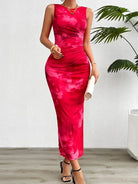 Women's Round Neck Style Slimming Sleeveless Dress With Split Bottom -