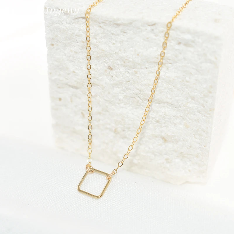 Square Necklace Handmade Jewelry Gold Choker -