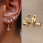 3PCS Trendy Stainless Steel Flower Drop Earring Set -