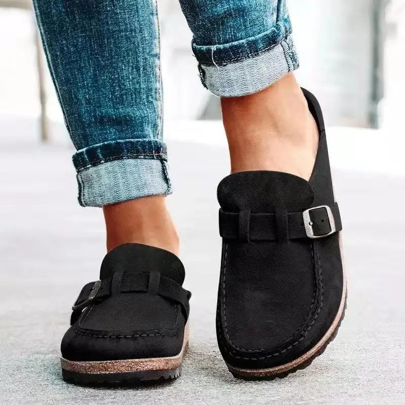 Slippers Women's Round Toe Buckled Retro Shoes Slip on Mules Ladies Flats Female Casual Men Summer Flat Clogs Zapatos Mujer -