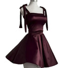Women Sexy Mini Dress (Burgundy) -