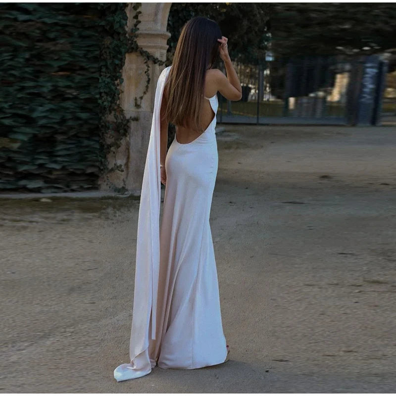 Elegant Ribbon Halter Dress -