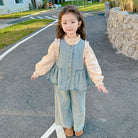 Children's Clothing Sets Girls Denim Vest + Long Sleeve Shirt + Wide Leg Pants Three-piece Suit Toddler Kids Boutique Clothes -