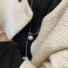 Women Long Necklace With Single Pearl -
