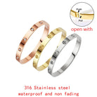 Gold Color Zircon And Cross Nut Nail Bracelet Gold & Bangle For Woman -