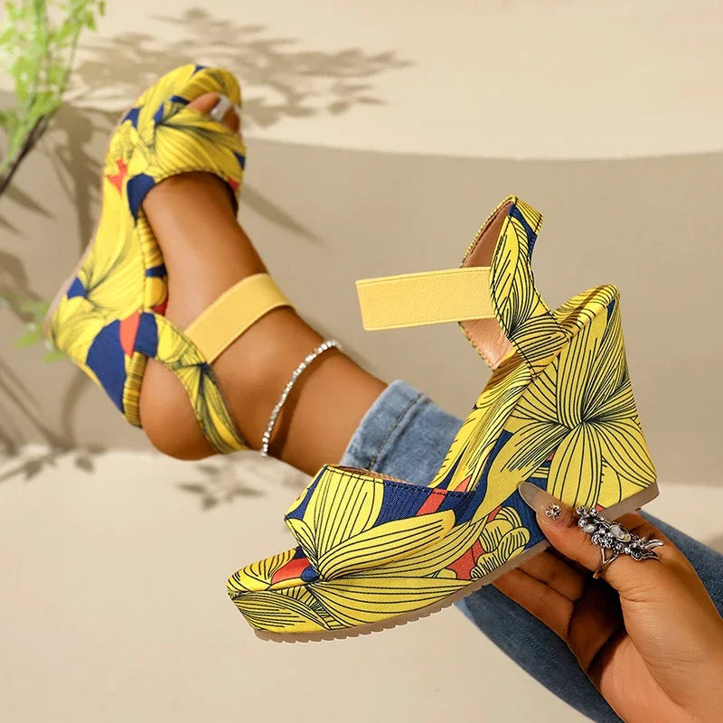Shoes for Women 2025 New Women Wedge Sandals Retro Ethnic Printing Platform Sandals Ladies Casual Comfortable Outdoor Sandals -