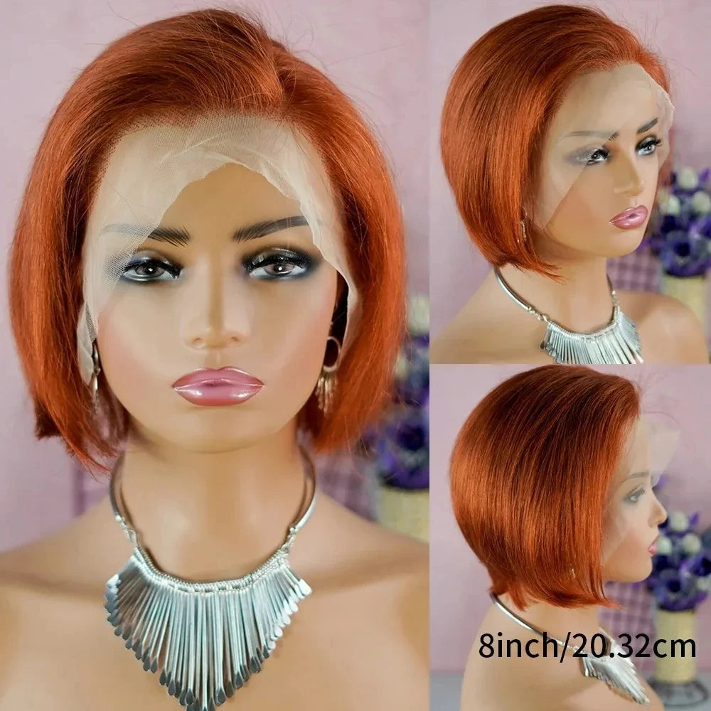 Refresh your style with this 13x4 lace frontal short human hair wig—featuring a trendy pixie cut and natural lace front for a flawless, stylish look! -