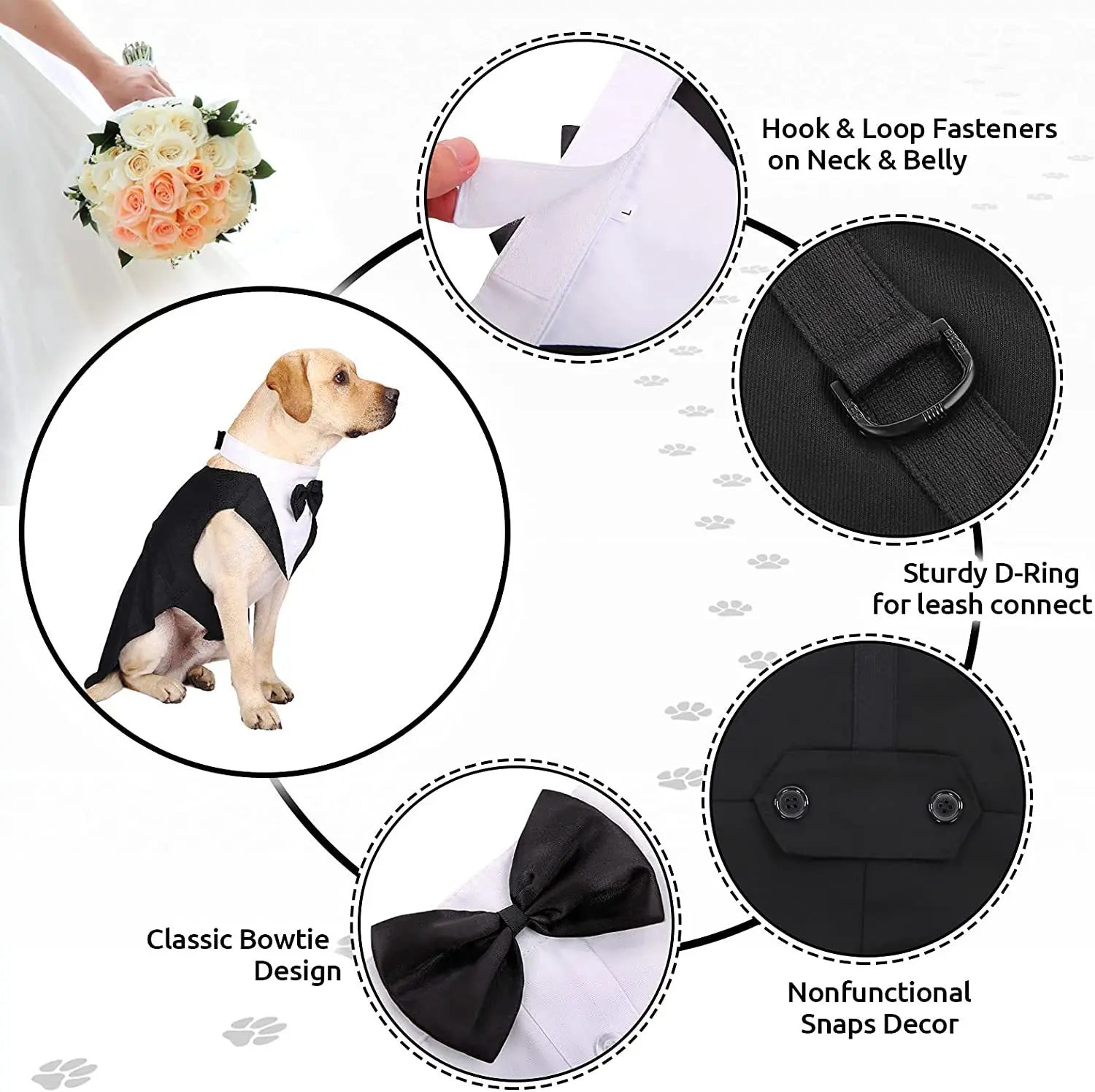 Dress up your pup for the occasion with this fashion-forward party show formal suit featuring a tie bow tuxedo—perfect for making a stylish statement! -