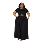 Plus Size Women Casual Dress Loose Solid Color High Waisted Short-sleeved Round Collar Ladies Dresses 4XL 5XL -