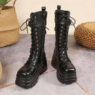 Plus Size 43 Autumn Women Boots Buckle Round Toe Wedges Platform Boots Punk Goth INS Women Street Shoes Combat Boots for Women -