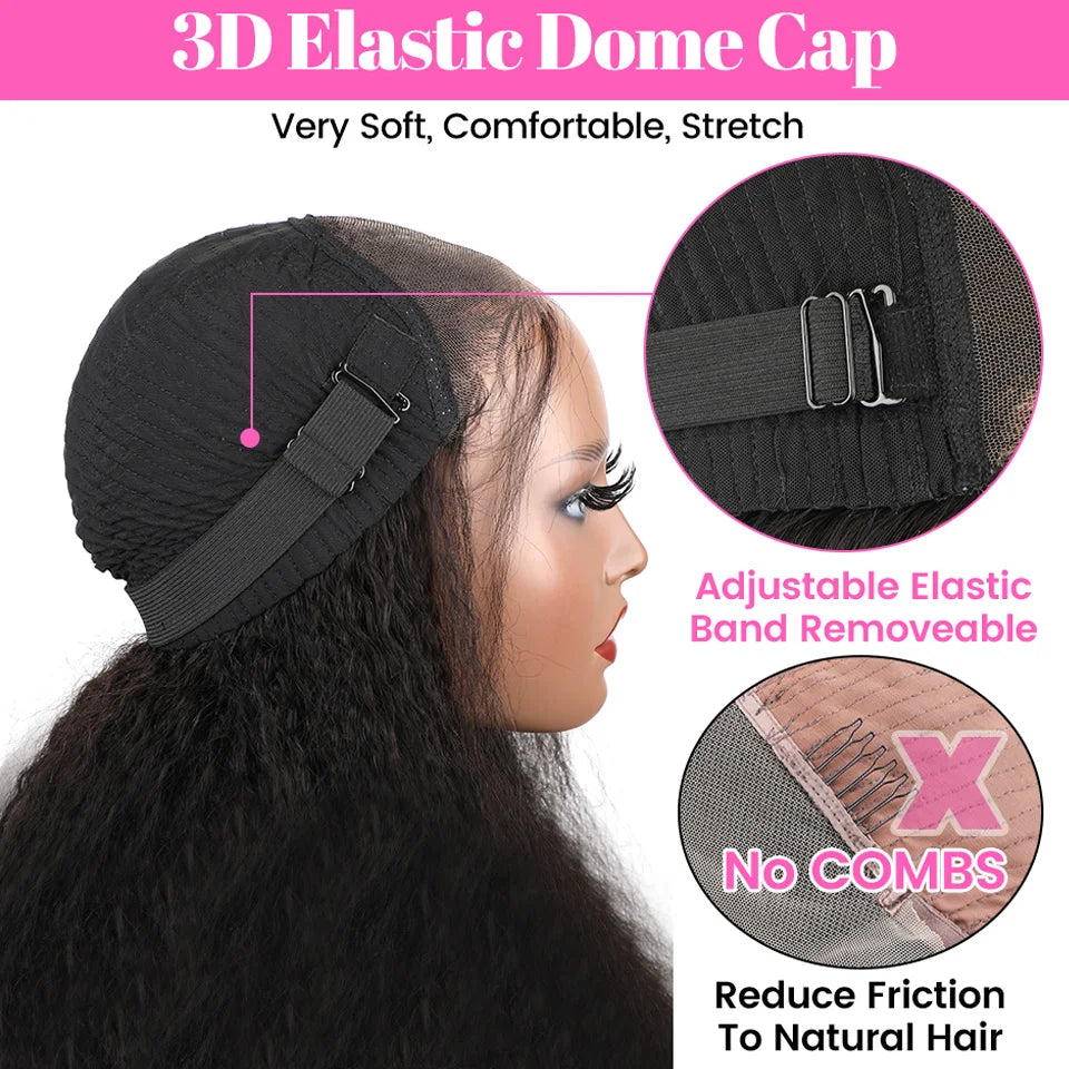 Wear Go Glueless Wigs ISEE Hair Brazilian Kinky Straight 7x5 HD 100% Glueless Preplucked Human Wigs Ready To Go Pre Cut No Glue -