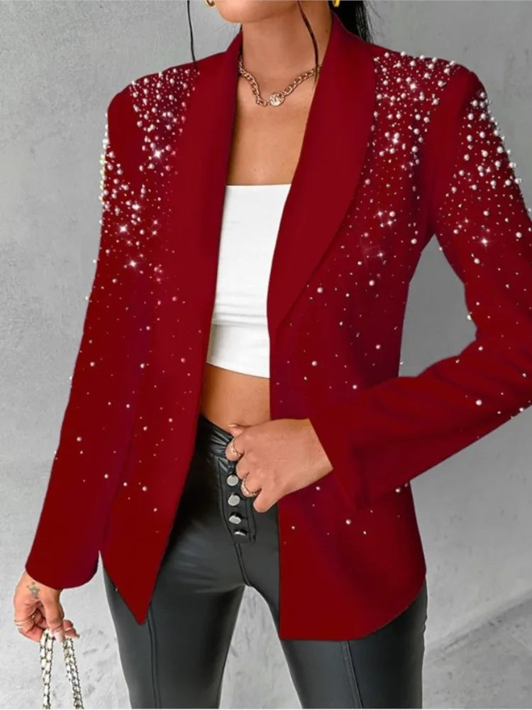 Stay trendy with these fashion blazers for women—streetwear-inspired slim long sleeve jackets with a turndown collar, perfect for casual autumn and spring wear! -