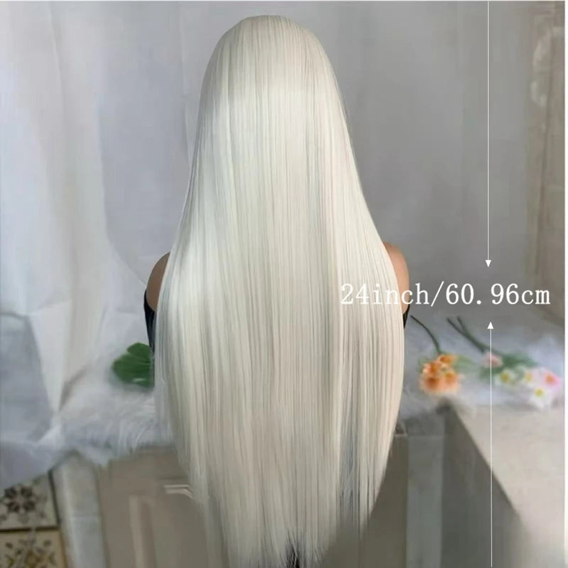 White Lace Front Wig for WomenGlueless Natural Hairline -