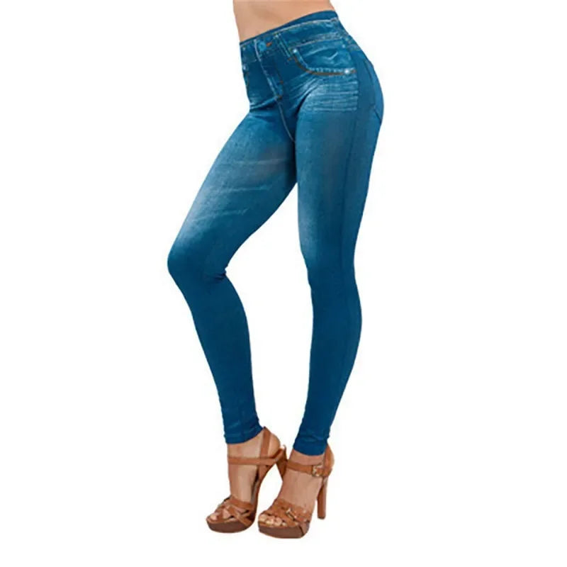 Women's Seamless Denim Yoga Leggings -