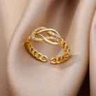 Gold Plated Stainless Steel Crystal Rings -