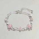 Shiny Pink Crystal Cherry Blossom Bracelets -