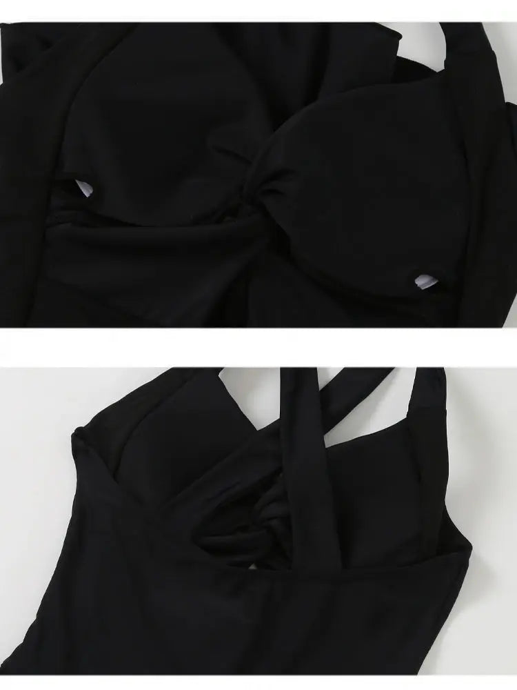Dive into confidence with this solid color slimming one-piece swimsuit for women! -
