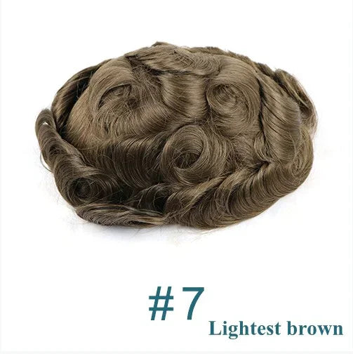 Achieve a seamless look with this natural hairline lace front male wig—ash blonde to brown shades, breathable 100% human hair, featuring lace & PU cap for a comfortable, realistic fit! -