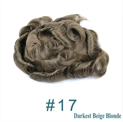 Achieve a seamless look with this natural hairline lace front male wig—ash blonde to brown shades, breathable 100% human hair, featuring lace & PU cap for a comfortable, realistic fit! -
