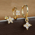 3PCS Stainless Steel Zircon Flower Earring Set for Women -