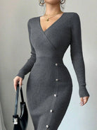 Sexy Deep V-Neck Knit Dress for Women -