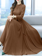 Women Long Sleeve A-line Dress -