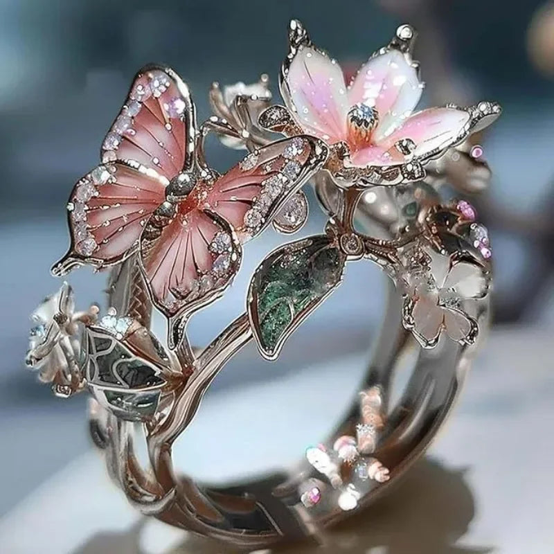 Aesthetic Flower Butterfly Rings -