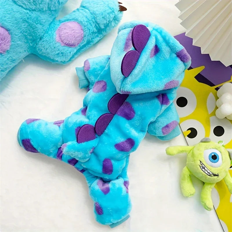 Dress your pet in adorable dinosaur-themed clothes to keep them warm and cozy. -